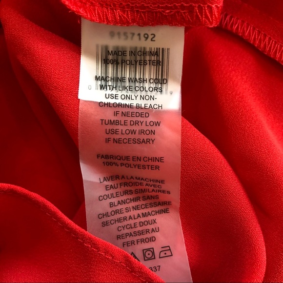 Vince Camuto | Mock Choker Red V-Neck Blouse | L - Picture 7 of 7